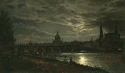 Johan Christian Dahl View of Dresden in the Moonlight (mk10) Sweden oil painting artist